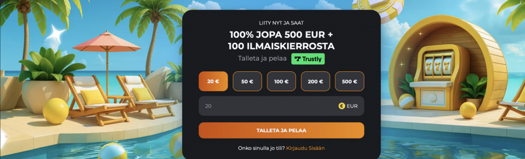 Hupislots-nimisen Viron kasino -sivuston kotisivun banneri